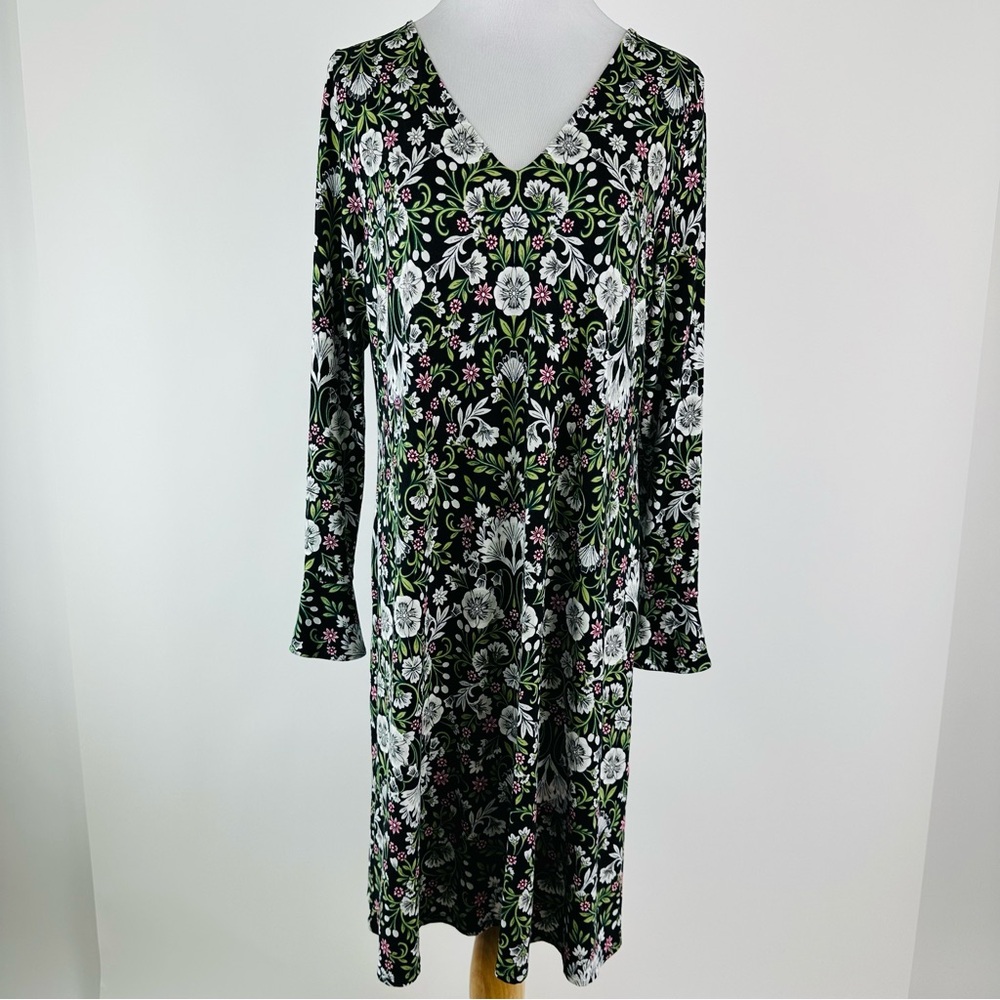J. Jill Wearever Collection Knit Floral Tee Dress Size Medium